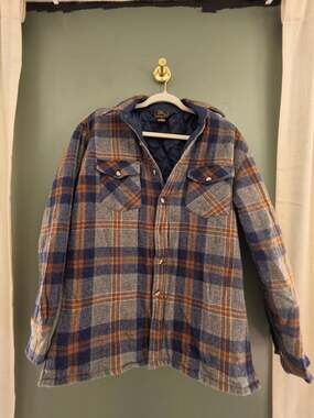 Gentlemen's Row Vintage Plaid Wool Blend Quilted Lined Shirt Jacket CPO Size M